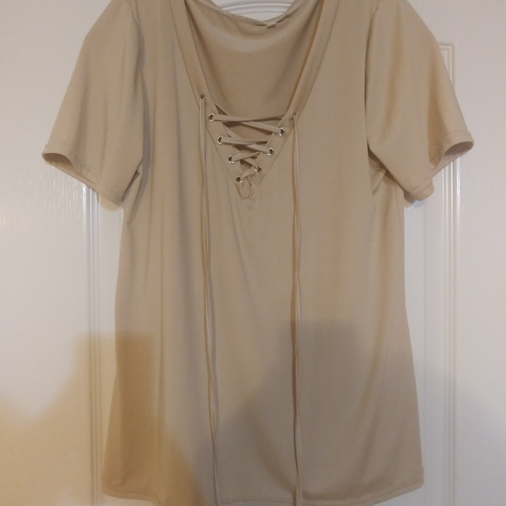 Tan lace up top